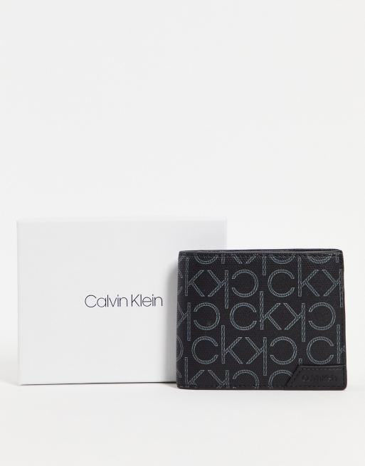 Buy Calvin Klein Black Logo Monogram Medium Bi-Fold Wallet for Men