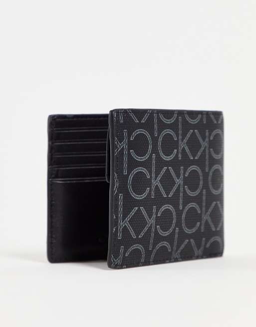 Buy Calvin Klein Black Logo Monogram Medium Bi-Fold Wallet for Men