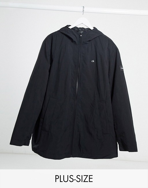 Calvin Klein Big and Tall crinkle nylon jacket in black
