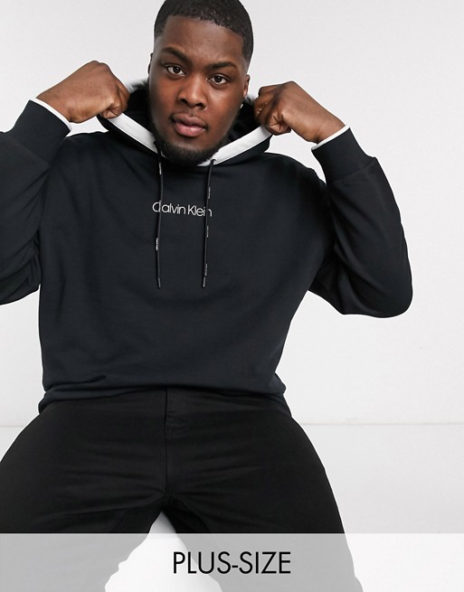 Calvin Klein Big and Tall small chest logo hoodie in black