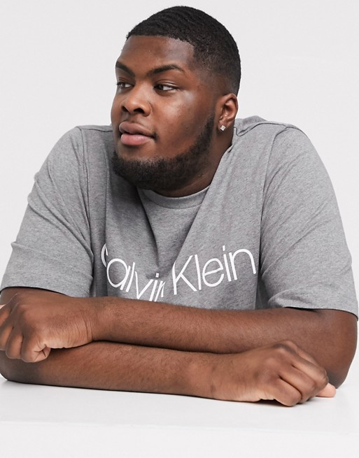 Calvin Klein Big and Tall – Szary t-shirt z logo RPQH