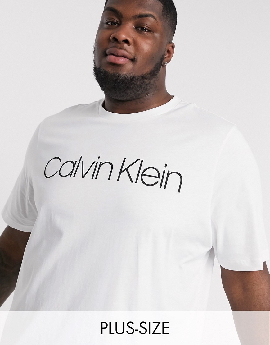 Calvin Klein Big and Tall - T-shirt con logo bianca-Bianco