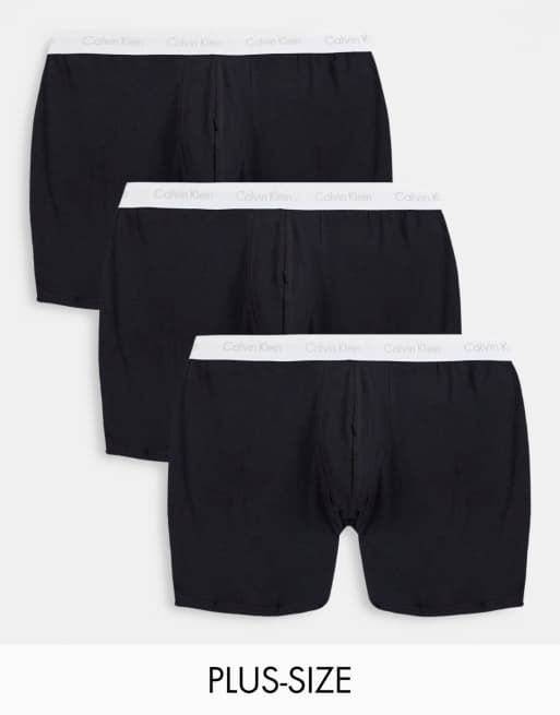 Calvin Klein Big & Tall 3 pack cotton stretch boxer brief in black