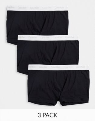 Calvin Klein Big & Tall 3 pack cotton stretch trunks in black