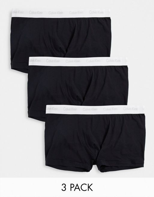 Calvin Klein Underwear Cotton Stretch 3 Pack Low Rise Trunk Black