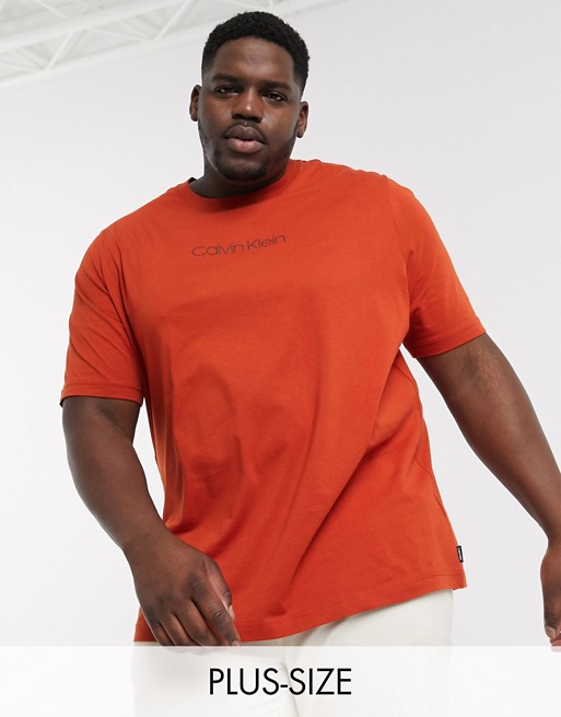 Calvin Klein Big & Tall ASOS exclusive central logo t-shirt in orange