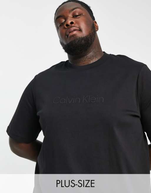 Calvin Klein big tall boxy fit t shirt with central logo in black