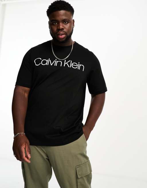 Calvin Klein exclusive to ASOS t-shirt with neck branding detail in black