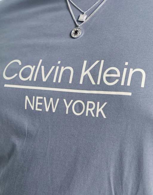 Calvin Klein Big & Tall center logo t-shirt in gray, 4 of 4