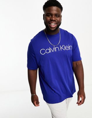 Calvin Klein Big & Tall centre essential logo t-shirt in blue