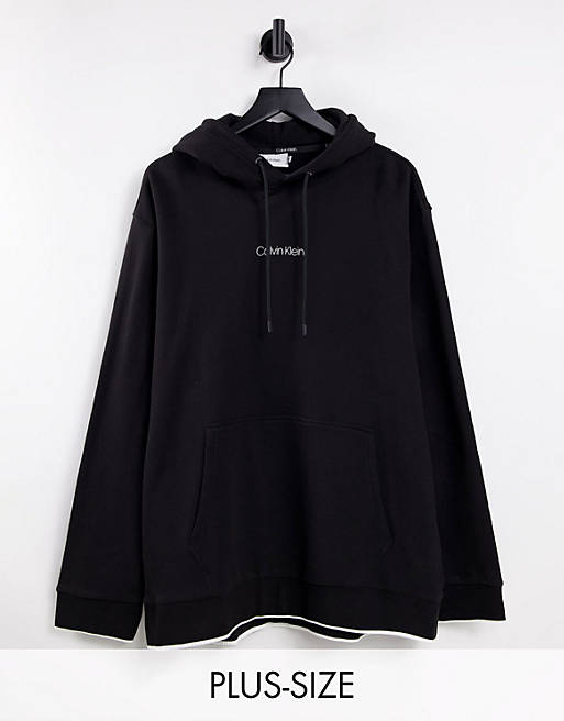 Calvin Klein Big & Tall centre logo hoodie in black | ASOS