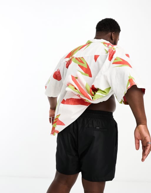 Calvin Klein – Big & Tall – Core Solids – Svarta, medellånga badshorts med dragsko, 2 av 4