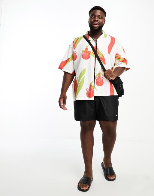 Calvin Klein – Big & Tall – Core Solids – Svarta, medellånga badshorts med dragsko, 4 av 4