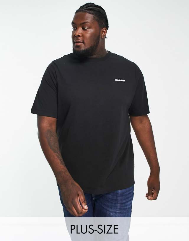 Calvin Klein Big & Tall cotton blend T-shirt with logo in black