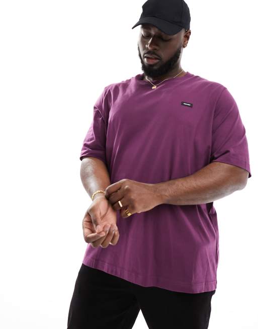 t-shirt Tall & Calvin cotton in purple comfort fit ASOS Klein | Big