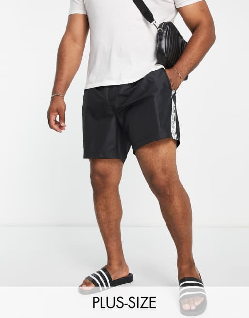 Calvin Klein Big & Tall – Czarne szorty kąpielowe o średniej długości z poliestru 