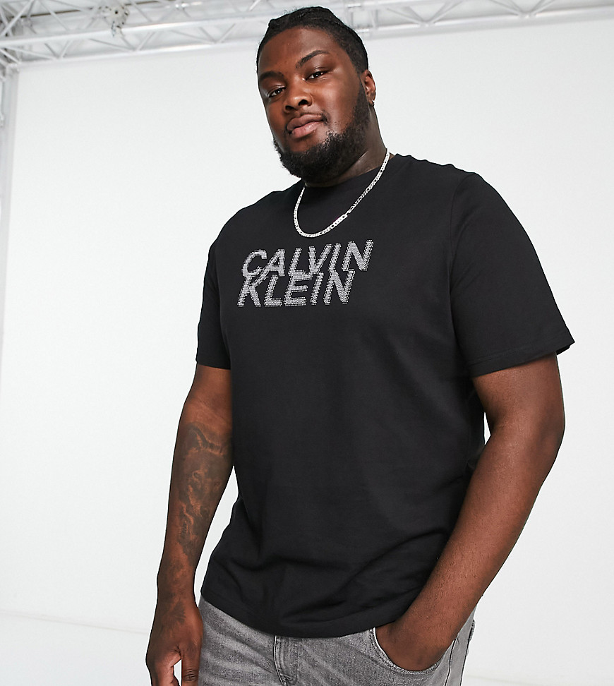 Calvin Klein Big & Tall distorted logo T-shirt in black