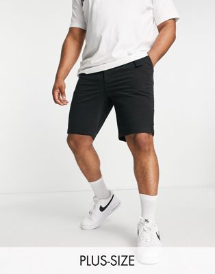 Calvin Klein Big & Tall garment dyed shorts with belt in black