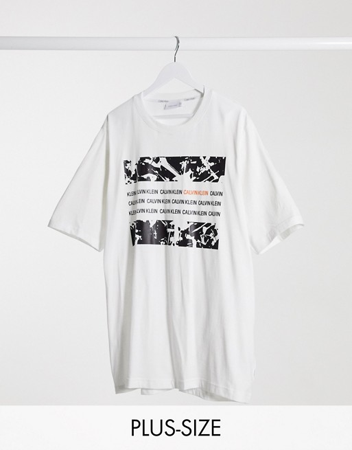 Calvin Klein Big & Tall graphic box t-shirt in white