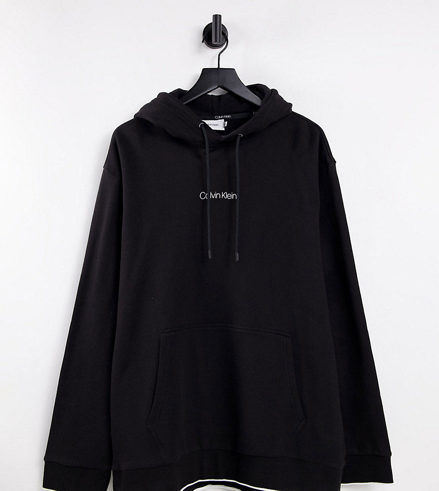 Calvin Klein - Big & Tall - Hoodie met centraal logo in zwart