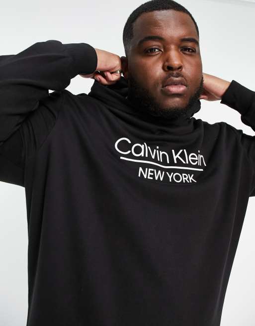 Calvin Klein - Big & Tall - Hoodie met centraal logo in zwart