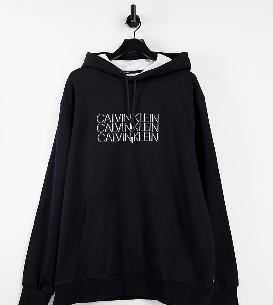 Calvin Klein - Big & Tall - Hoodie met gecentreerd logo in zwart