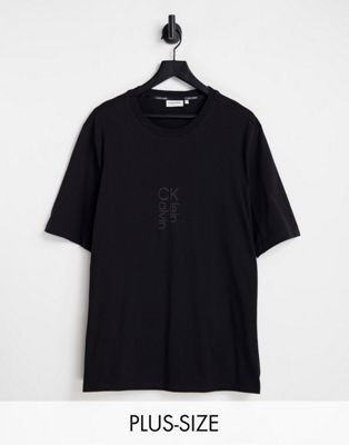 Calvin Klein Big & Tall hybrid logo t-shirt in black