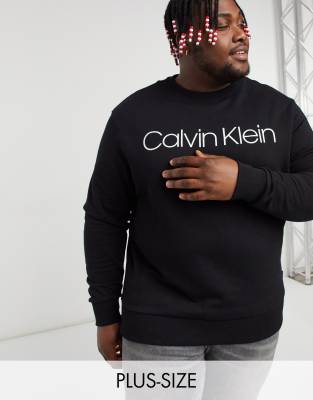 Shop Calvin Klein Big & Tall Large Logo Sweatshirt In Black