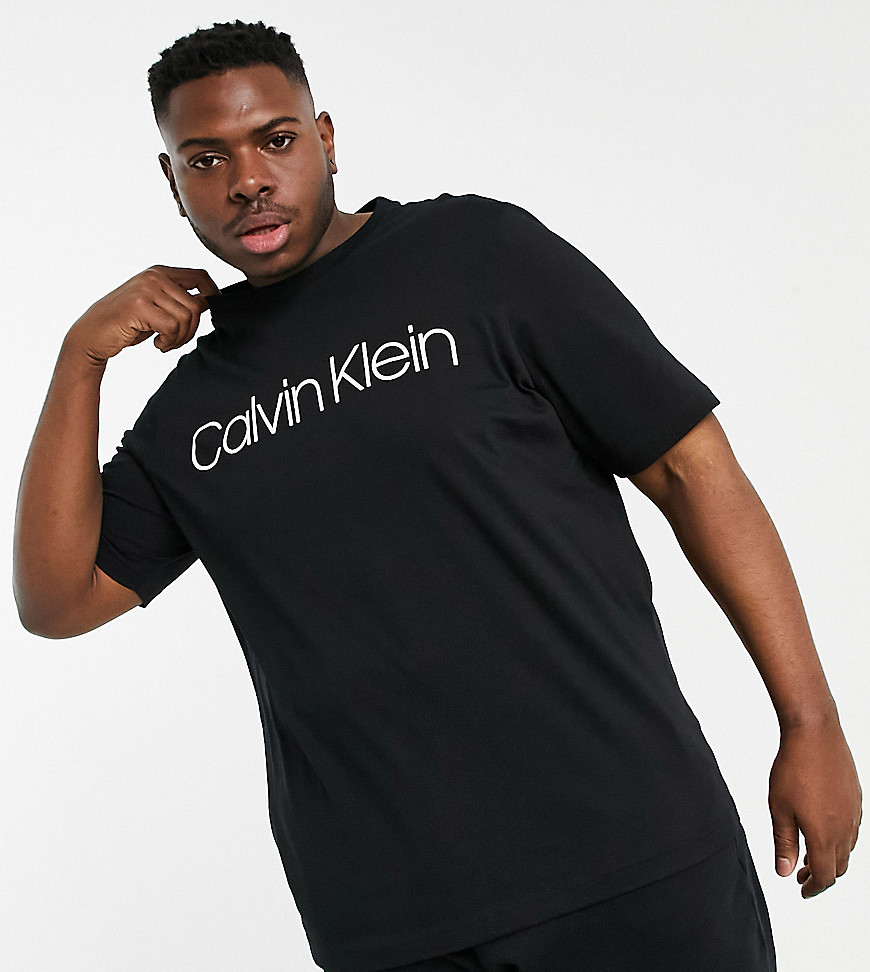 Calvin Klein Big & Tall large logo t-shirt in black