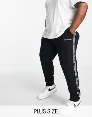 Calvin Klein Big & Tall leg logo tape cuffed joggers in black