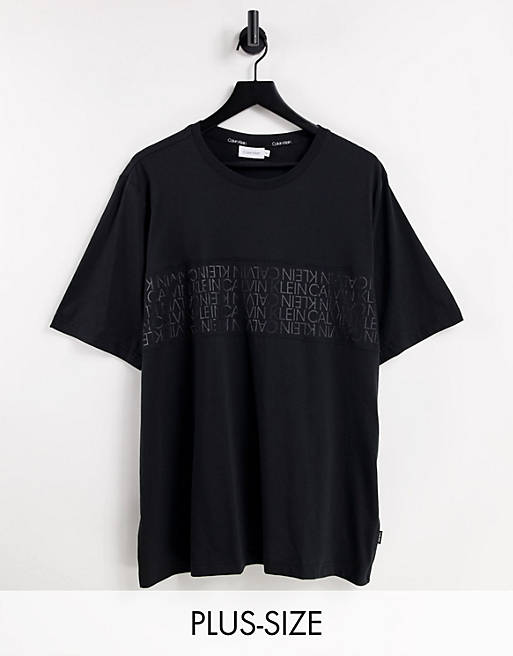 Calvin Klein Big & Tall logo lines t-shirt in black