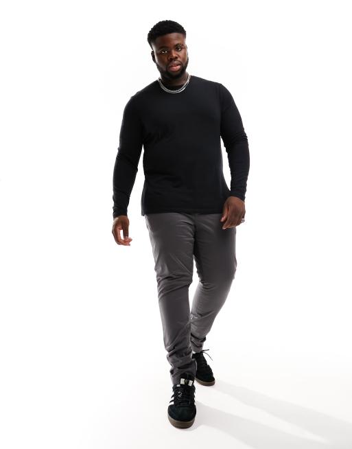 Calvin Klein Big & Tall satin stretch slim chino in gray
