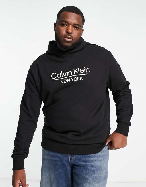 Calvin Klein - Big & Tall - Sort hættetrøje med centreret logo, 4 af 4