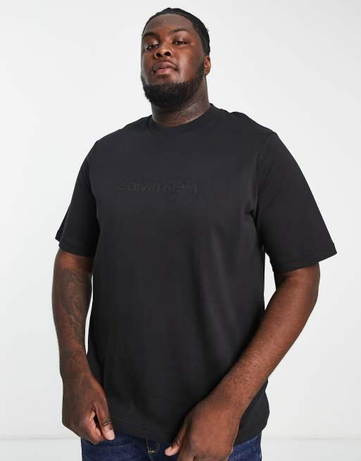 Calvin Klein Big & Tall - Sort T-shirt med firkantet pasform og centralt logo, 4 af 4