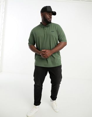 Calvin Klein Big & Tall stretch pique slim polo shirt in green - ASOS Price Checker