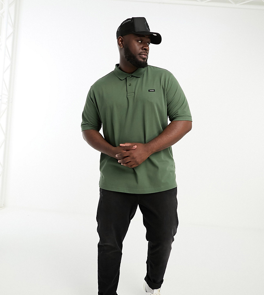 Calvin Klein Big & Tall stretch pique slim polo shirt in green
