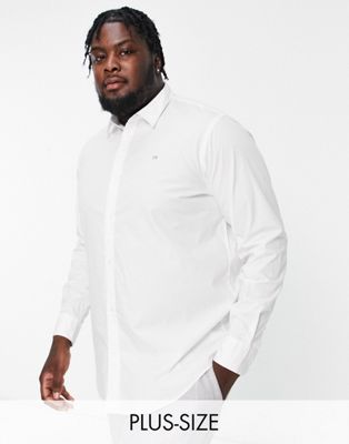 Calvin Klein big & tall stretch slim shirt in white - ASOS Price Checker