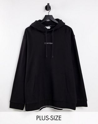 Marques de designers Calvin Klein Big & Tall - Sweat à capuche à logo au centre - Noir