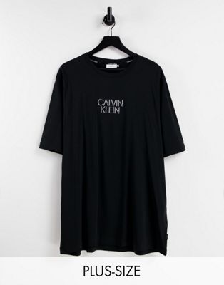 Homme Calvin Klein - Big & Tall - T-shirt à logo ombré centré - Noir