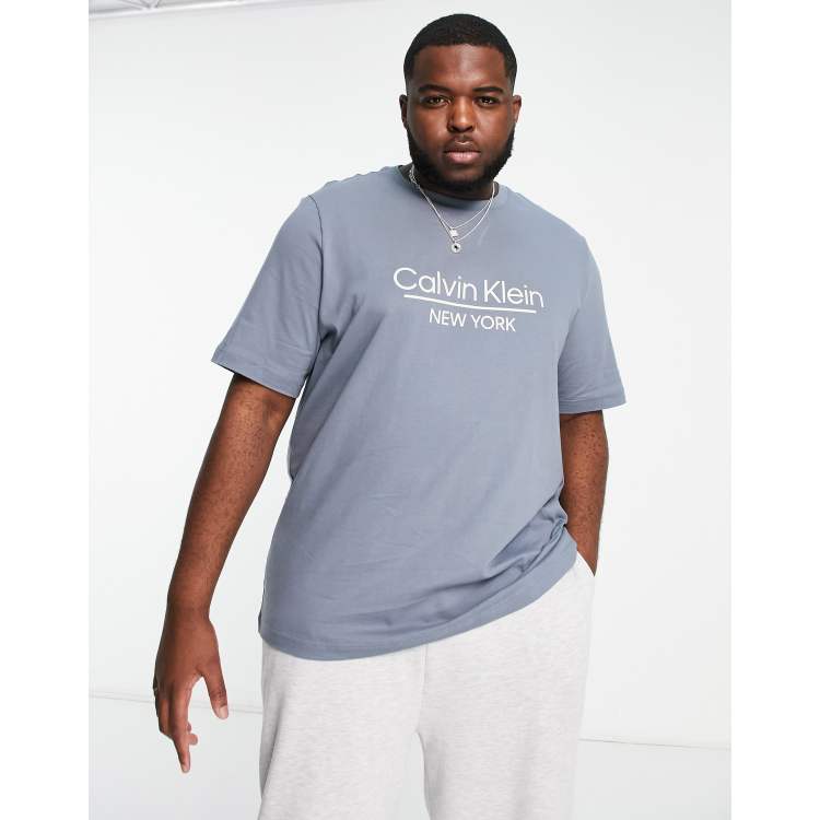 Calvin Klein Big Tall T shirt met logo in het midden in grijs ASOS