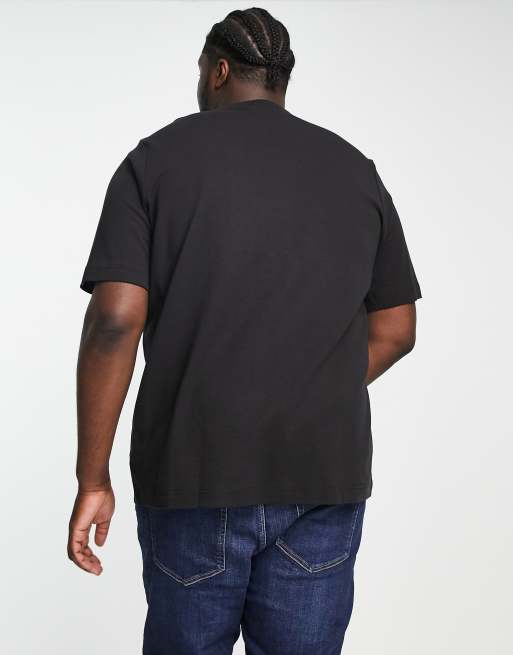 Calvin Klein Big & Tall - T-shirt nera in misto cotone con logo, 3 di 4