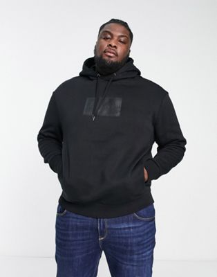 Calvin Klein Big & Tall textured logo box comfort hoodie in black - ASOS Price Checker