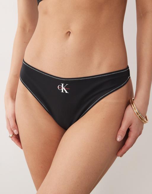 Calvin Klein - Bikini-string met logo op de tailleband in zwart, 3 van 4