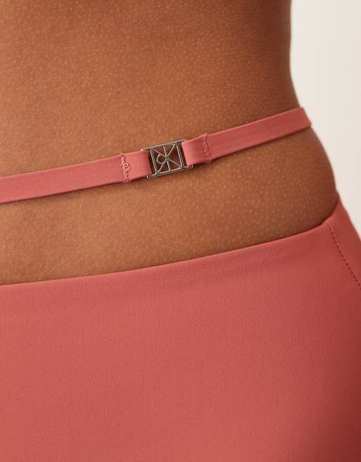 Calvin Klein - Bikinibroekje met hoge taille en riem in roze, 4 van 4