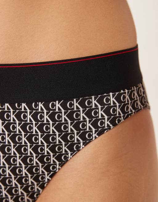 Calvin Klein – Bikinihose in Schwarz mit hohem Bund und Logo-Grafikprint, 4 von 4