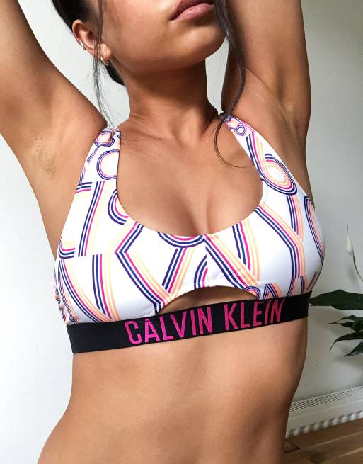 Calvin Klein Bikinioberteil mit U Ausschnitt und Logoprint ASOS