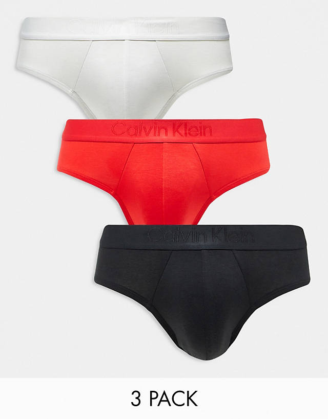 Calvin Klein - black 3-pack briefs in black, white and red