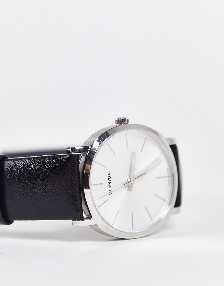 Calvin Klein black leather strap watch