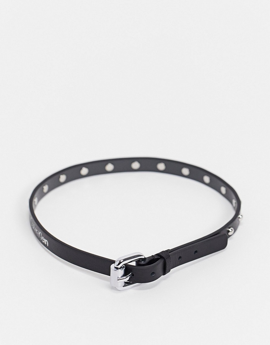 Calvin Klein black leather studded bracelet