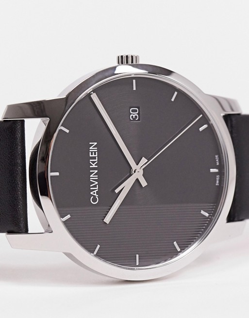 Calvin Klein black strap watch with black dial